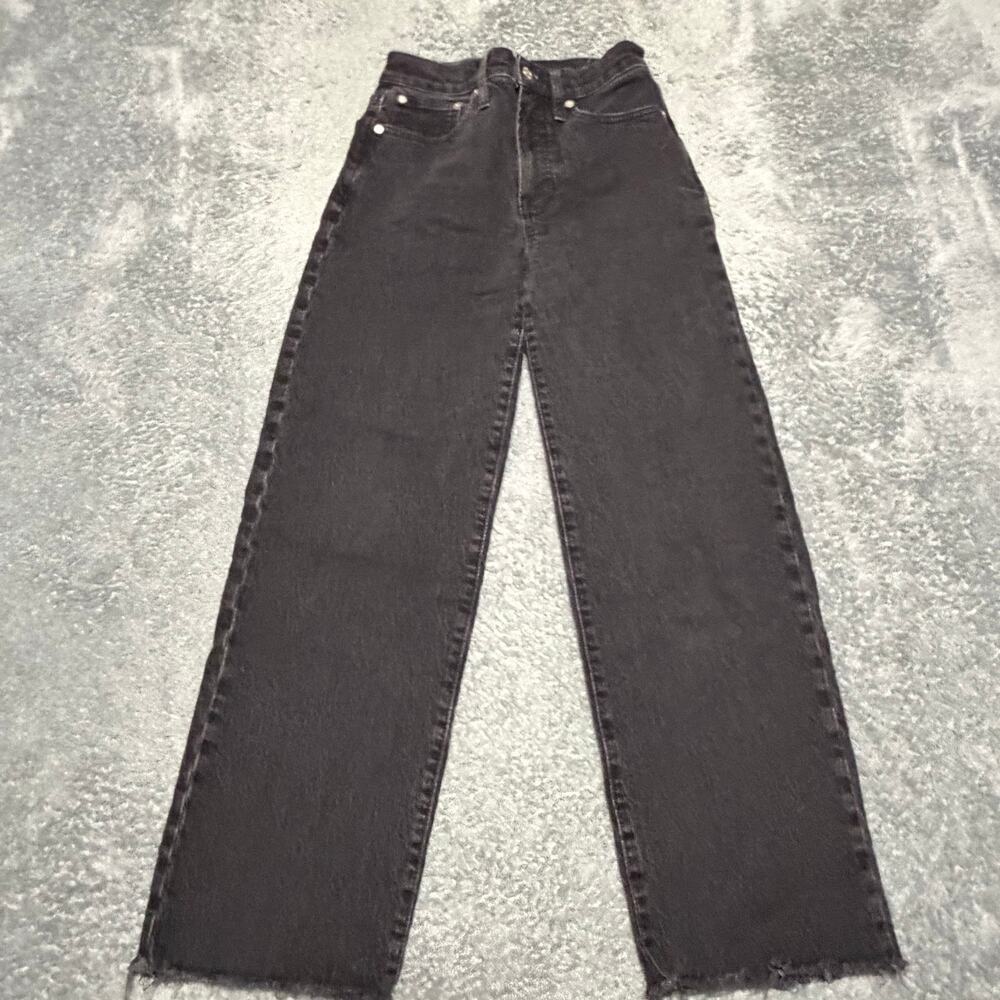 Madewell Jeans Womens 24 (25x26) Perfect Vintage Wide Leg Faded Black